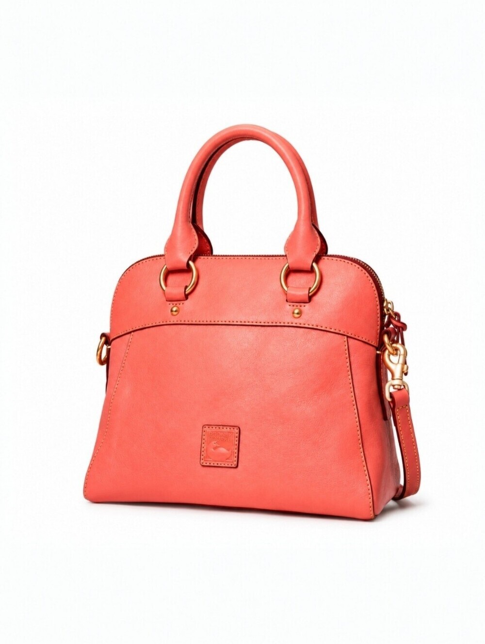 Dooney & Bourke Florentine Cameron Leather Satchel Crossbody Salmon Coral NWT - Picture 2 of 16
